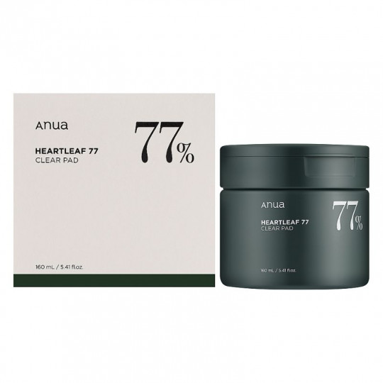ANUA Hearlieaf 77% Toner Pads - švelniai odą šveičiantys tonerio padeliai, 160 ml (70 padelių)