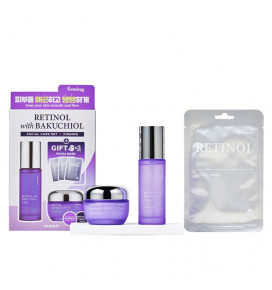 SKIN627 rinkinys veido priežiūrai stangrinamasis su retinoliu ir bakučioliu, 3 lakštinės kaukės x 22 ml, veido kremas, 50 g, vei