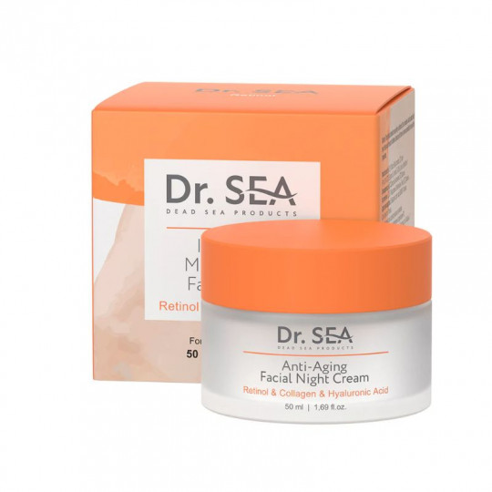 DR. SEA kremas veidui naktinis Retinolis, kolagenas ir hialurono rūgštis, 50 ml 