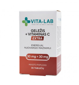 VITA-LAB maisto papildas Geležis 30mg+Vitaminas C 30mg, N30