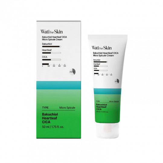 WATI FOR SKIN veido kremas su bakučioliu, azijine centele ir širdžialape stimbure Mikroshot10, 50 ml