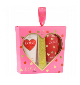 AURORA LOVE TIME dovanų rinkinys, 3 pozicijos, Passion Fruit 2x60ml kūno kremas, rankų kremas, nagų dildė