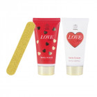 AURORA LOVE TIME dovanų rinkinys, 3 pozicijos, Passion Fruit 2x60ml kūno kremas, rankų kremas, nagų dildė