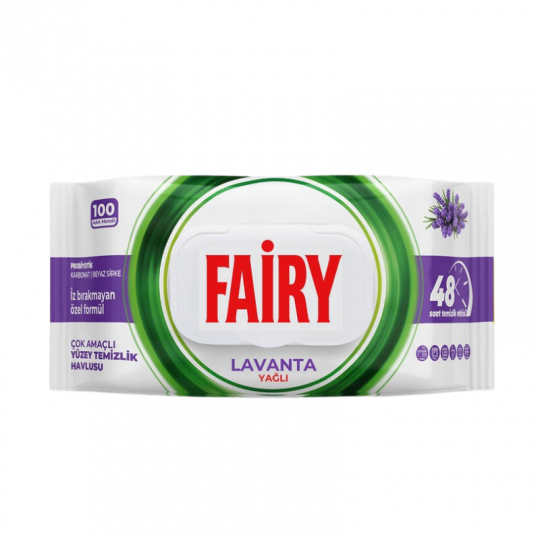 FAIRY universalios paviršių valymo drėgnos servetėlės levandų aromato, 100 vnt.
