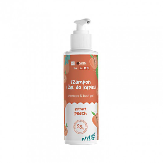 HISKIN KIDS šampūnas ir kūno prausiklis persikai, 280 ml