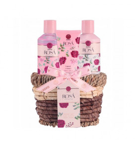 AURORA ROSA dovanų rinkinys, 3 pozicijos dušo žėlė 180ml, kūno losijonas 180ml, rankų kremas 80ml.