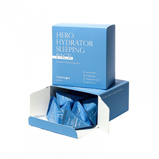 TRIMAY Hero Hydrator Sleeping Pack naktinė veido kaukė su hialuronu, 20x3 g