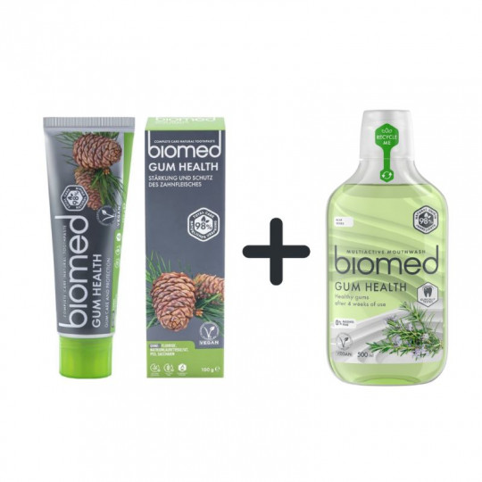 BIOMED GUM HEALTH dantų pasta + burnos skalavimo skystis, 100g + 500ml