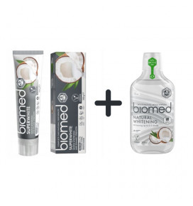 BIOMED SUPERWHITE dantų pasta + burnos skalavimo skystis, 100g + 500ml