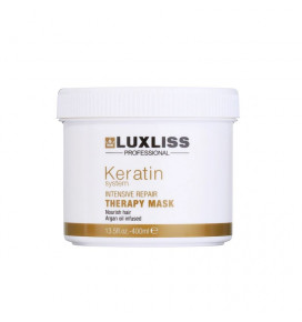 LUXLISS kaukė plaukams atstatomoji su argano aliejumi Keratin System, 400 ml
