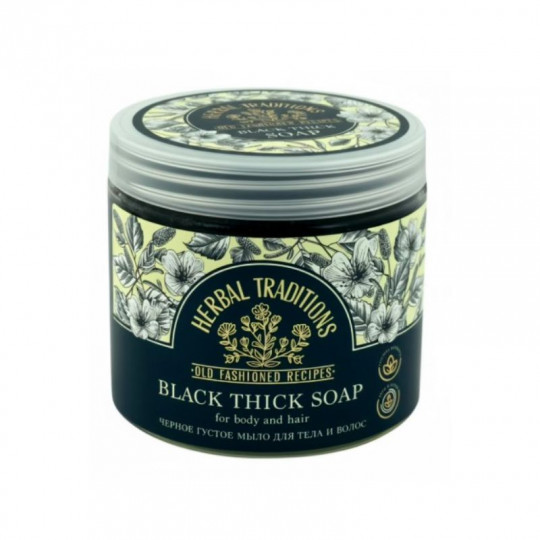 HERBAL TRADITIONS Black thick soap for body and hair, 400 ml