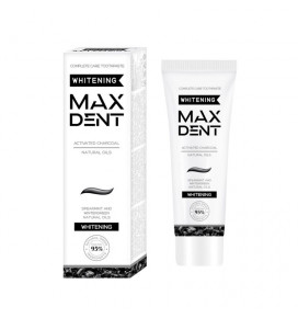 MAXDENT dantų pasta su juodąja anglimi ir aliejais Whitening, 75 ml