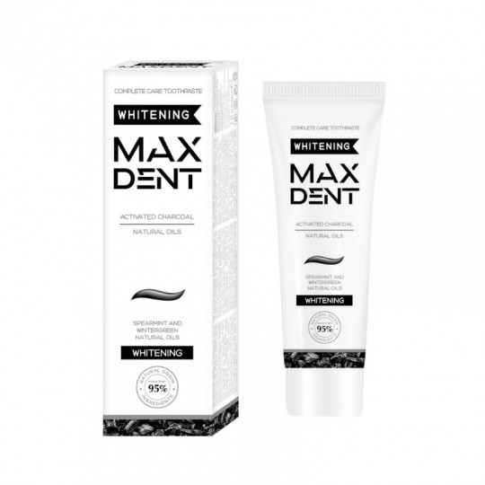 MAXDENT dantų pasta su juodąja anglimi ir aliejais Whitening, 75 ml
