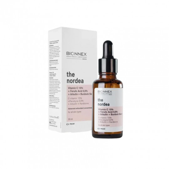 BIONNEX Nordea C Vitamin 15% + Ferrulic Acid 0,5% + Burdock, antikoksidacinis veido serumas,30 ml