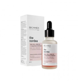 BIONNEX Nordea AHA 10% + BHA 2% Exfoliate + Lingonberry, veido šveitiklis, 30 ml