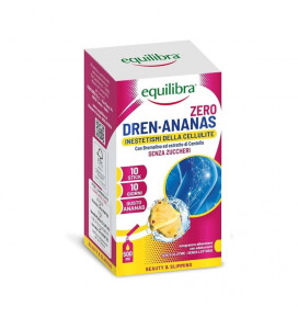 EQUILIBRA maisto papildas Dren Ananas Zero, ananasų skonio, skysčių balansui ir organizmo drenažui, 10 x4 g