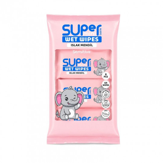 CLASSIC ELEPHANT Wet Wipes, 8×8 pcs