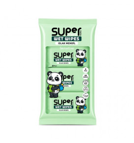SUPER MINI drėgnos servetėlės Panda, 8x8 vnt