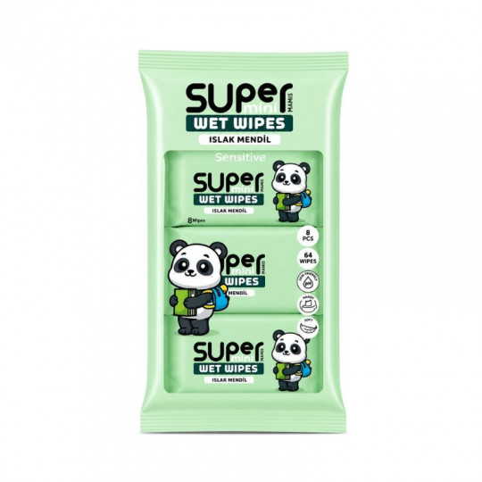 CLASSIC PANDA Wet Wipes, 8×8 pcs