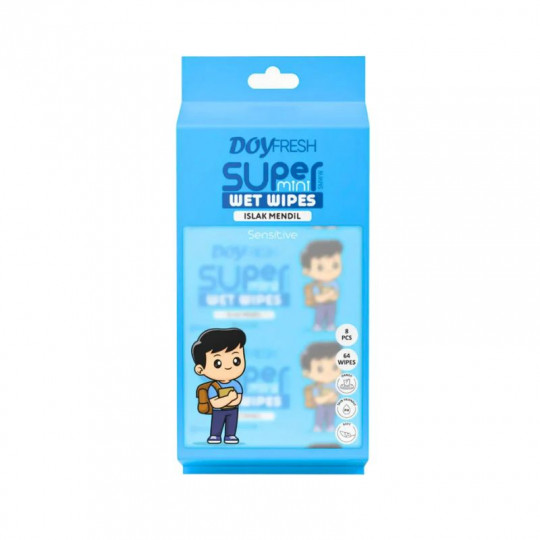 DOYFRESH MINI Blue Wet Wipes, 8×8 pcs