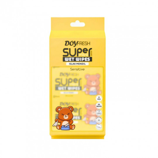 DOYFRESH Super Mini drėgnos servetėlės geltonos, 8x8vnt