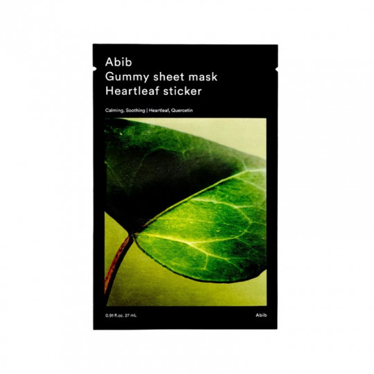 ABIB Gummy Sheet Mask Heartleaf Sticker veido kaukė, 1vnt. x 27 ml
