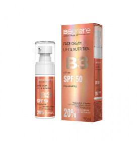 BELLE JARDIN Belvere SPF 50 B3 atkuriamasis veido kremas, 50 ml