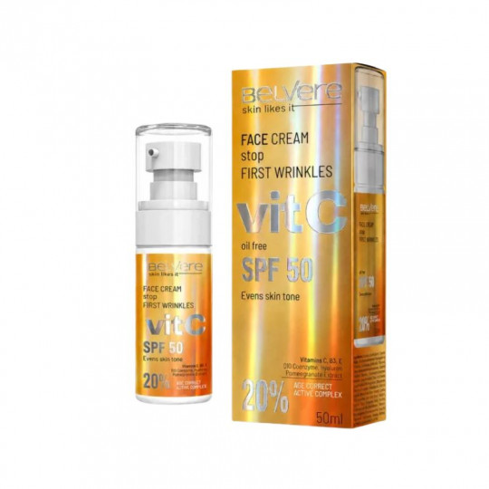 BELLE JARDIN Belvere SPF 50 VitC šviesinamasis veido kremas, 50 ml