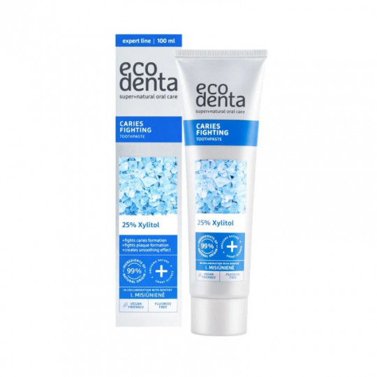 Ecodenta Ananasiniai rytai ir Mėlynių vakarai dantų pastos, 2x100ml