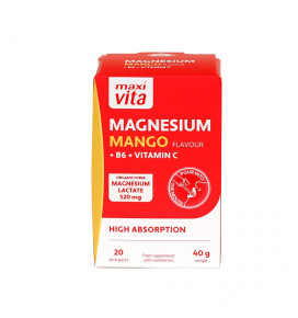 Magnis mangų skonio su vitaminais B6 ir C, 20 pakelių MaxiVita