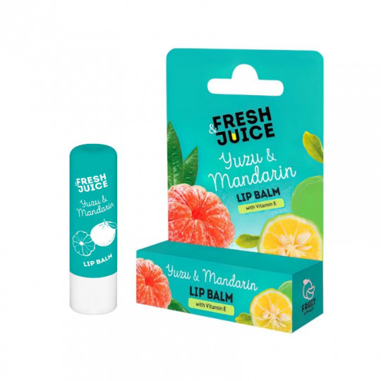 FRESH JUICE lūpų balzamas su vitaminu E Yuzu & Mandarin, 3,6 g