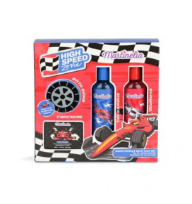 MARTINELIA High Speed ​​Zone vonios rinkinys berniukams (150 ml dušo žėlė, 150 ml šampūnas, 70 g vonios burbulas, 50 g vonios bu