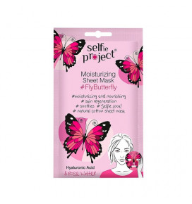 SELFIE PROJEKT lakštinė kaukė veidui drėkinamoji FlyButterfly, 15 ml