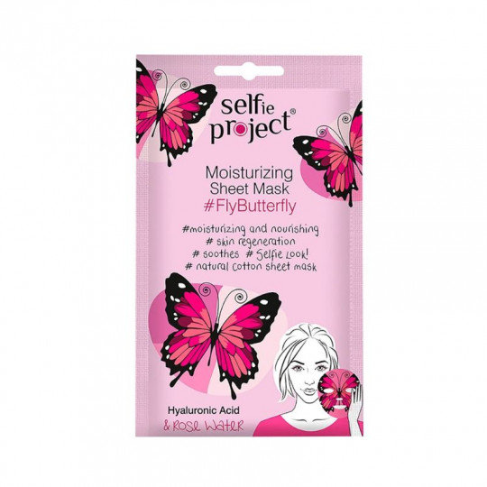 SELFIE PROJEKT lakštinė kaukė veidui drėkinamoji FlyButterfly, 15 ml