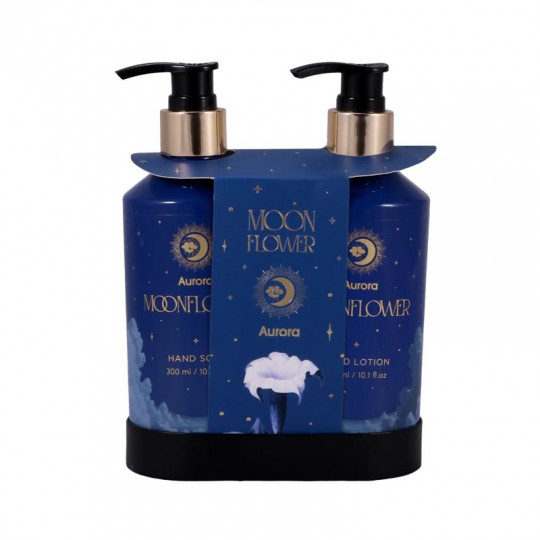 AURORA Moonflower dovanų rinkinys 2x300ml rankų muilas, rankų losjonas