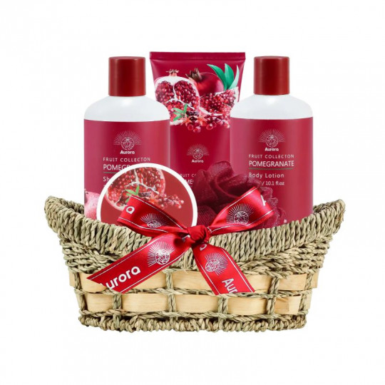 AURORA POMEGRANATE dovanų rinkinys pintinėje, 5 poz.
