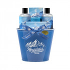 AURORA Mountains Trail dovanų rinkinys rinkinys vyrams kibirėlyje, 5 poz. dušo želė 250 ml, šampūnas 250 ml, vonios druska 100 