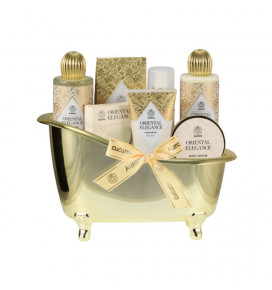 AURORA ORIENTAL ELEGANCE dovanų rinkinys 7 poz. dušo želė 200 ml, kūno losjonas 200 ml, vonios druska 150 g, rankų kremas 65 ml,
