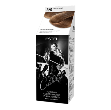 Estel Celebrity kreminiai plaukų dažai 8/0 "Šviesiai rudas", 140 ml.