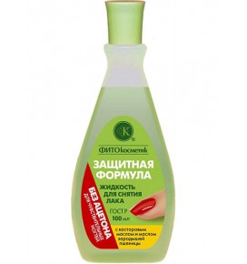 FITOKOSMETIK nagų lako valiklis "Apsauga" su ricinos ir kviečių gemalų aliejais, be acetono, 100 ml