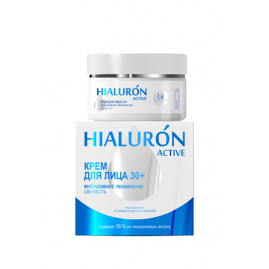 Belkosmex Hialuron Active 30+ kremas veidui intensyvus drėkinimas šviežinantis, 48 g