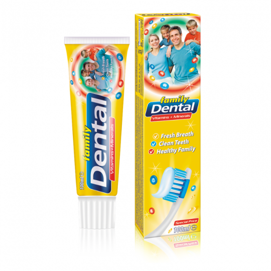 DENTAL Family dantų pasta, vitaminai ir mineralai, 100 ml